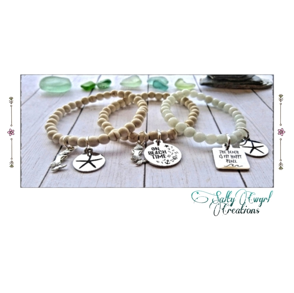 Mixed Gemstone Stretch Charm Bracelets